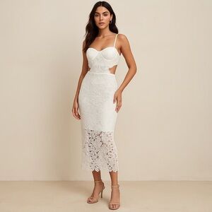 New! Amable by Mable Lace Cutout White Midi Dress 🤍 Small NWT!
